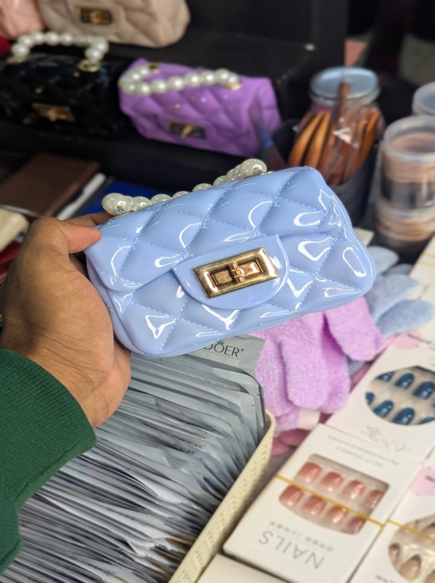 Luxe Pearl-Handle Quilted Mini Jelly Bag