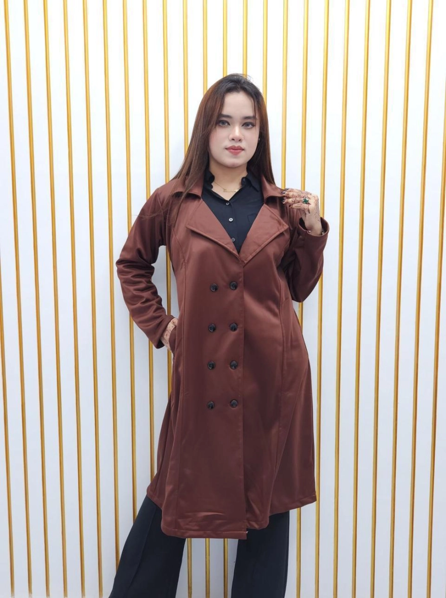 Midnight Noir Double-Breasted Trench Overcoat