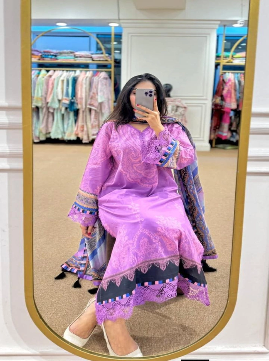 Lavender Bliss Lace-Detailed 3-Piece