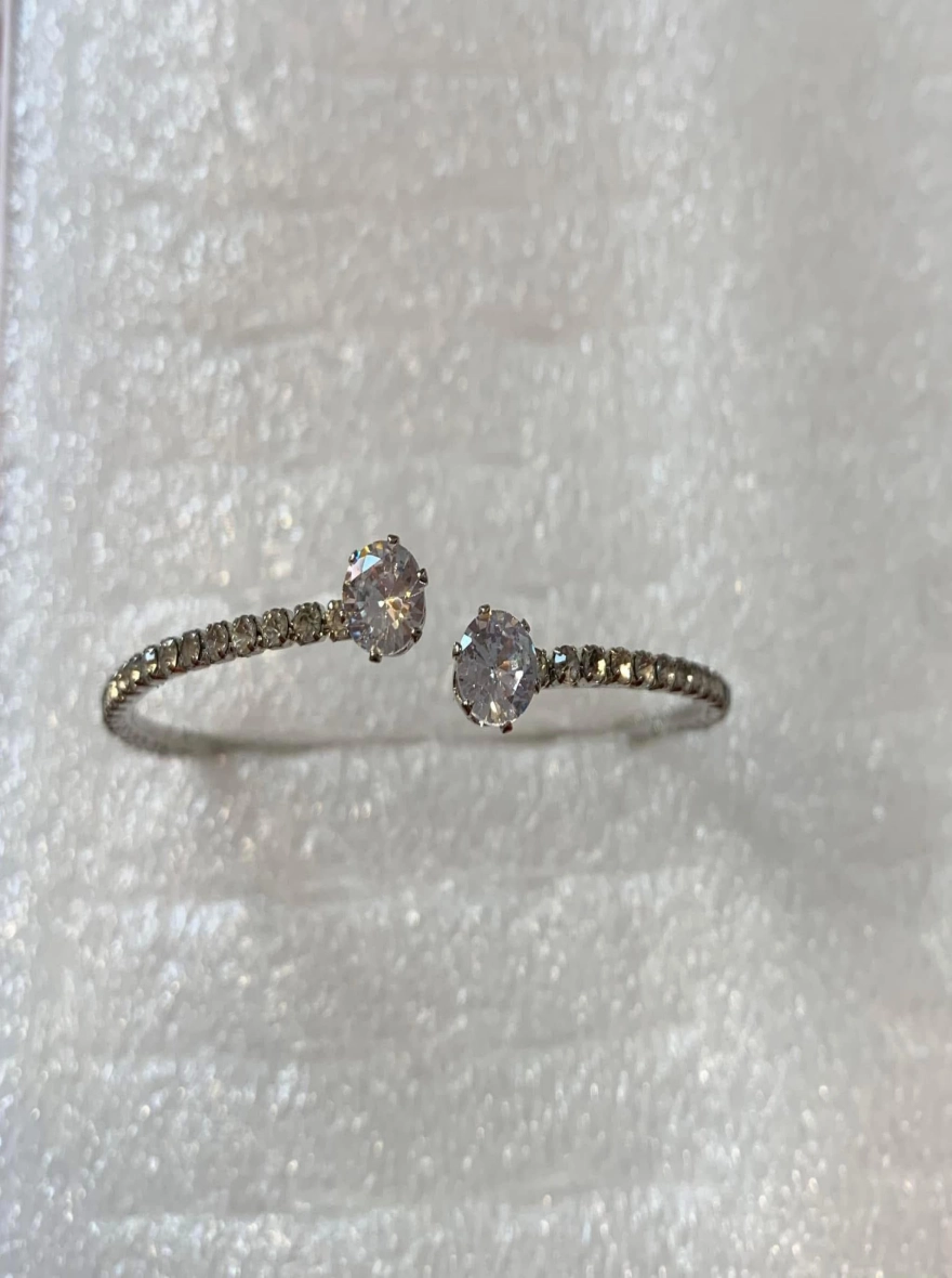 Radiant Dual-Stone Open Cuff Bangle