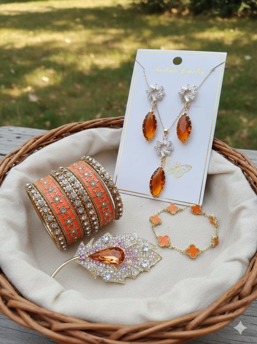 Autumn Radiance Golden Jewelry Ensemble