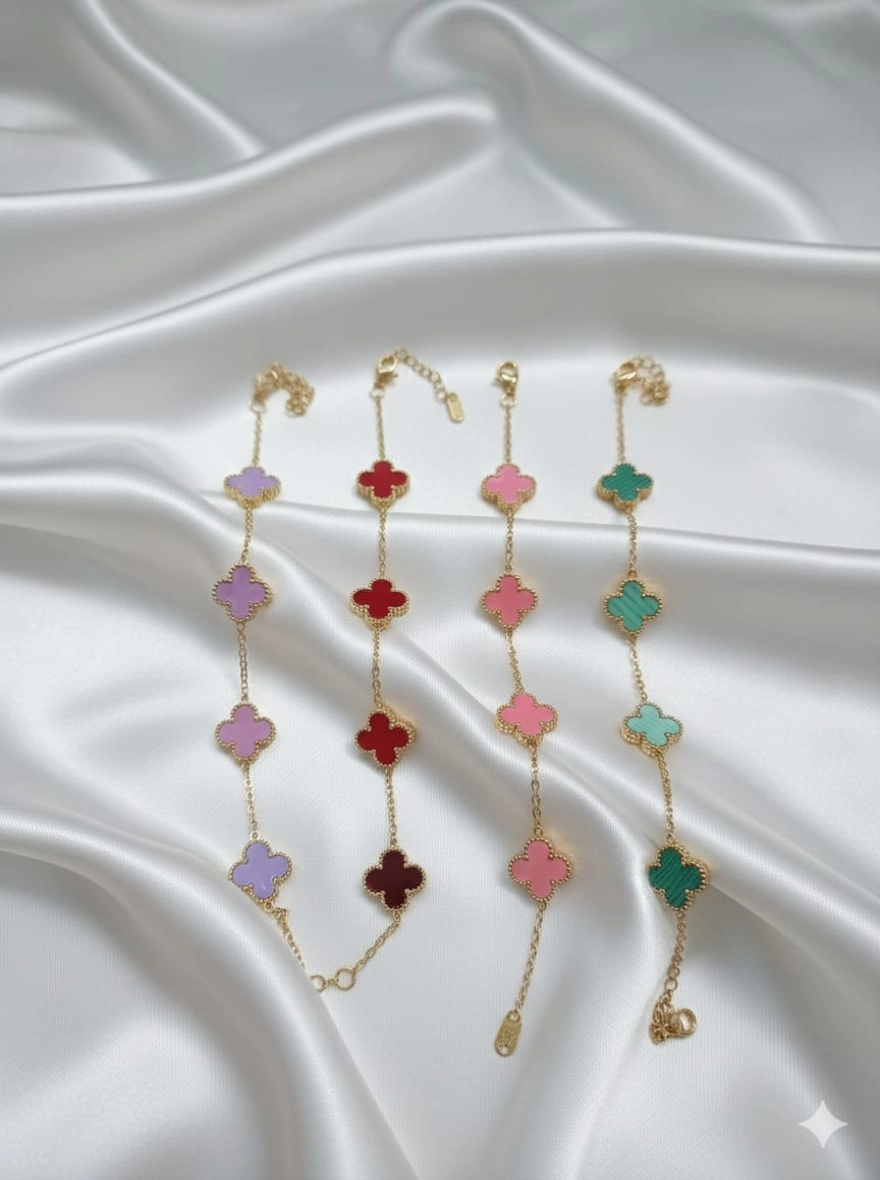 Pure Elegance White Clover Charm Bracelet