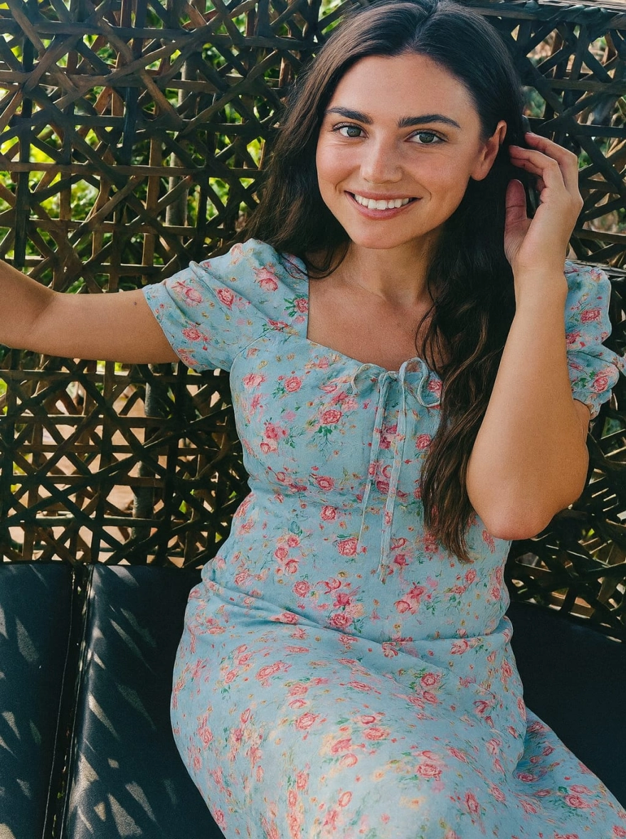 Imported Blender Cotton Power Blue Maxi Dress - China