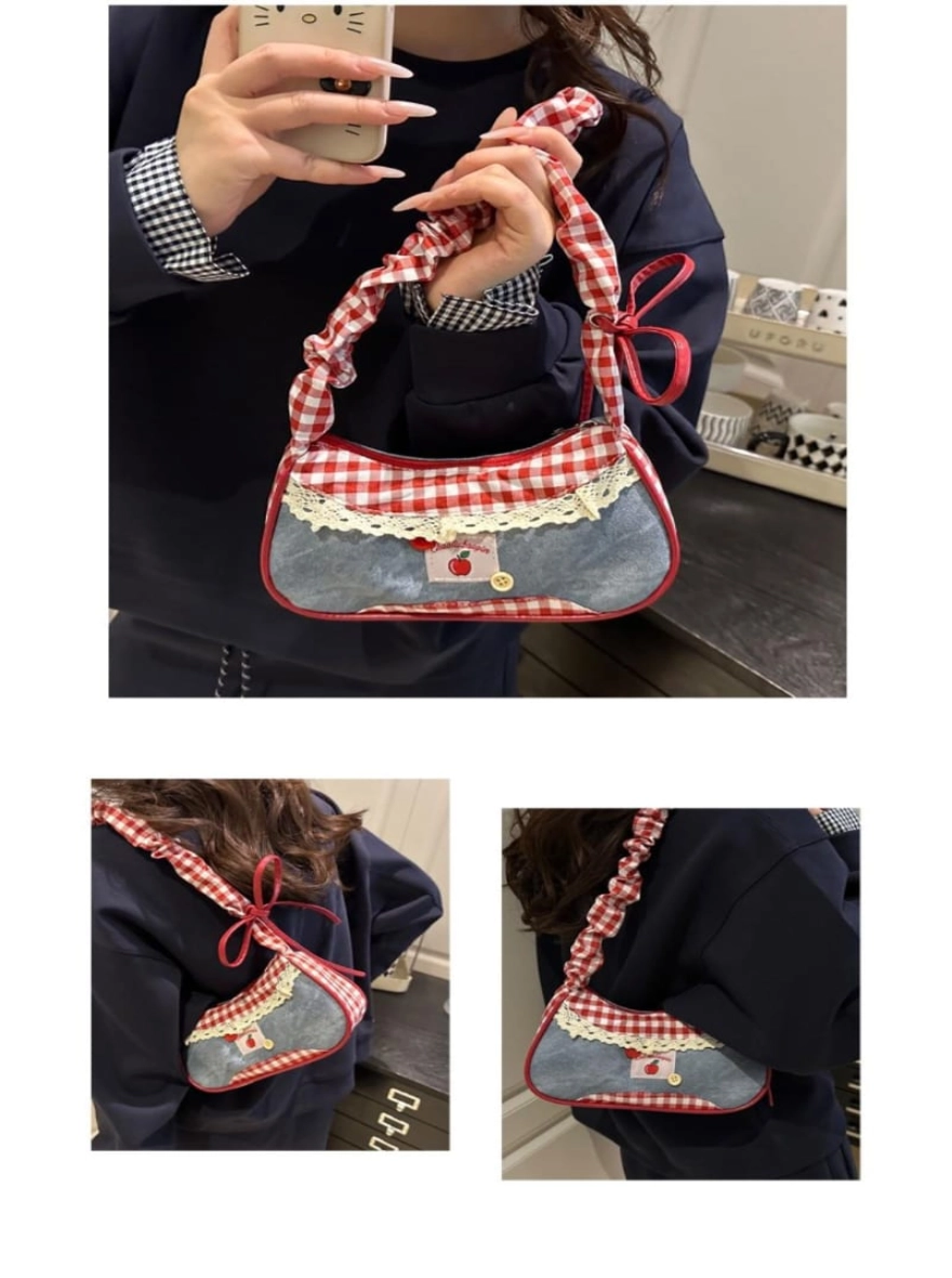 Coquette Pink Jacquard Mini Bag with Scrunchie Handle