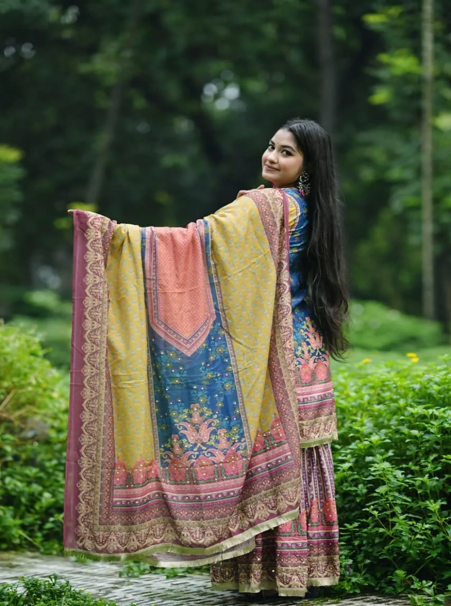 Multicolor Printed Kurti-Gharara