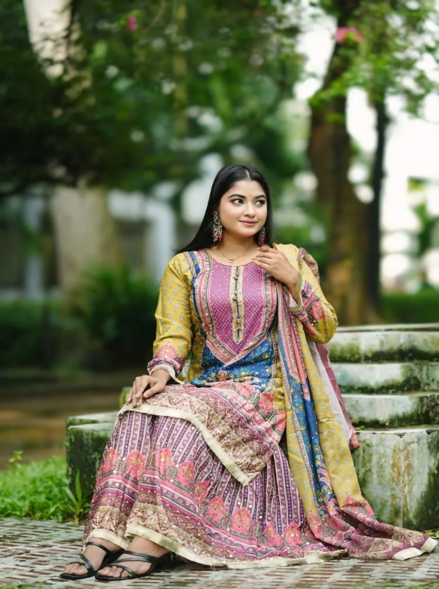 Multicolor Printed Kurti-Gharara