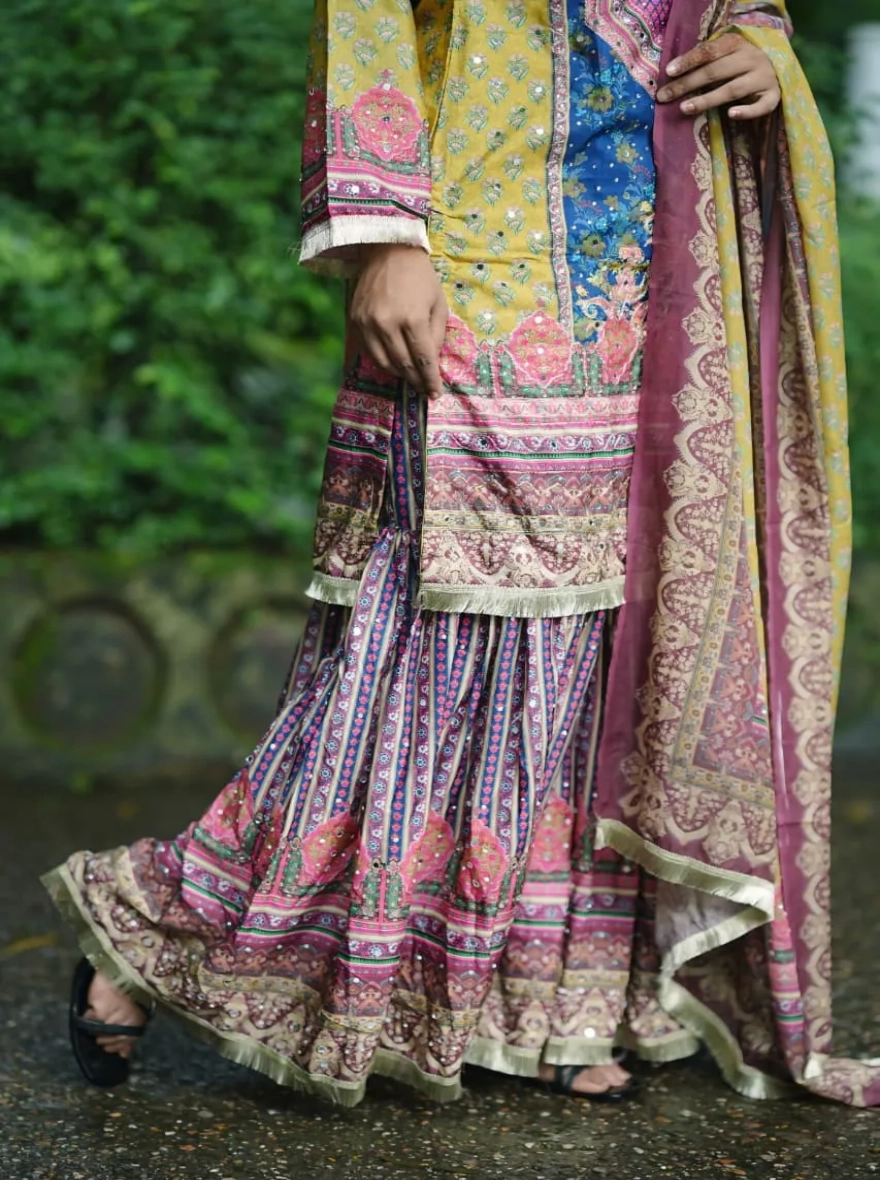 Multicolor Printed Kurti-Gharara