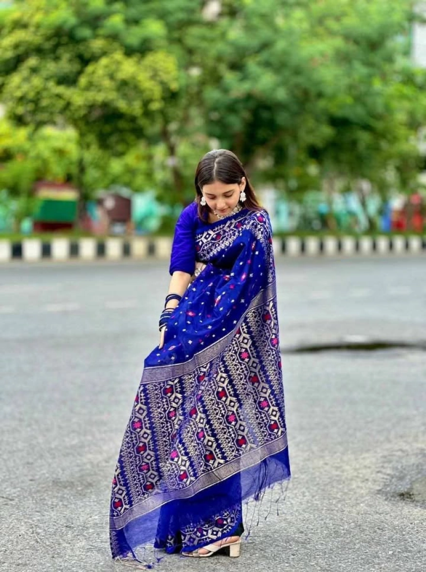 Royal Blue Nakshi Jamdani