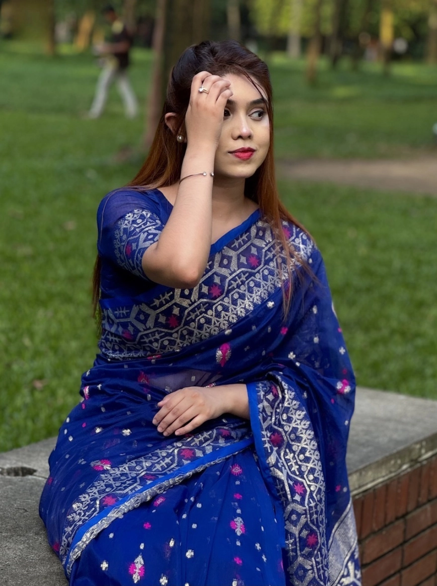 Royal Blue Nakshi Jamdani