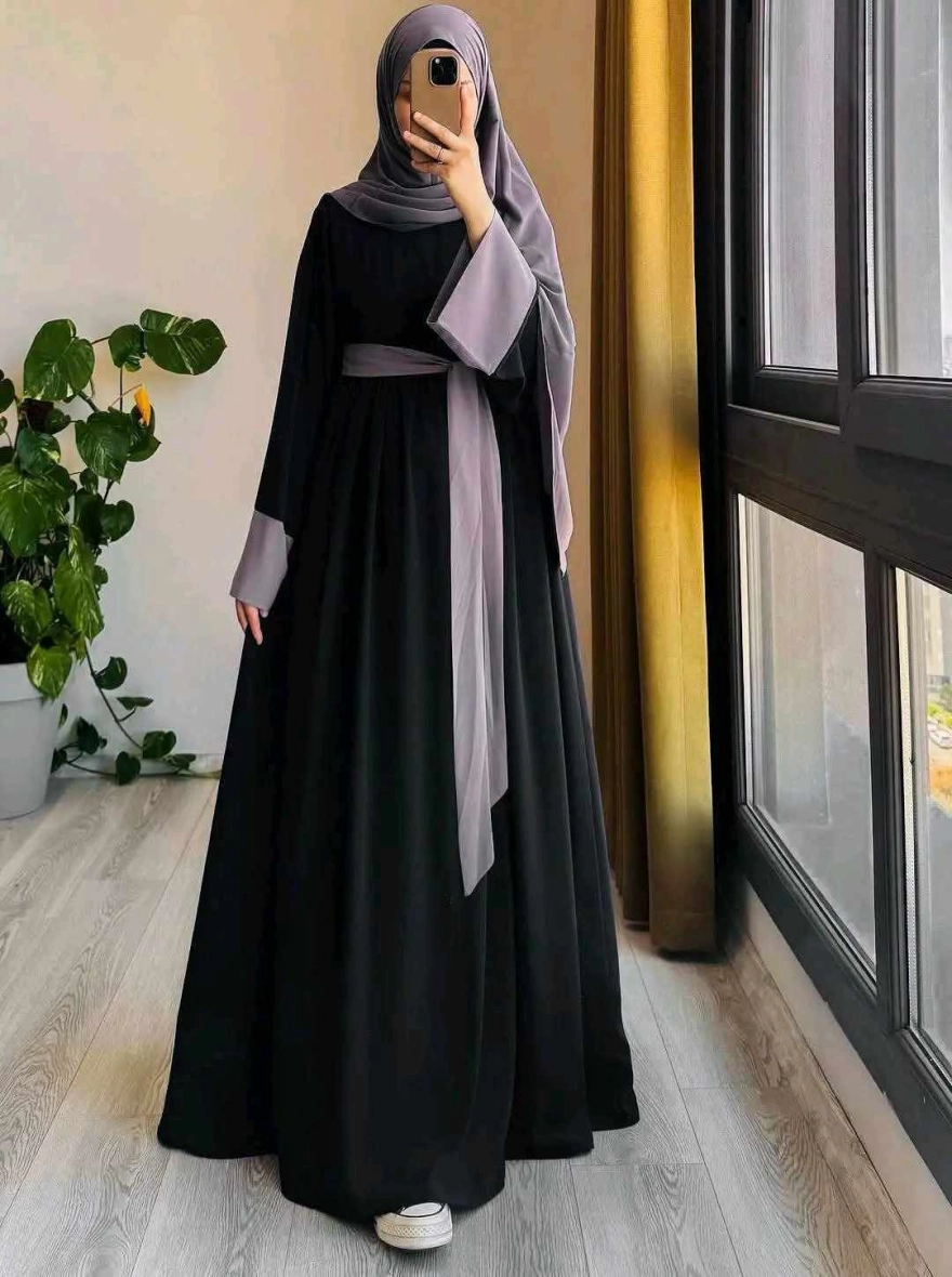 Free SizeDusty Rose Elegance Belted Borkha Set