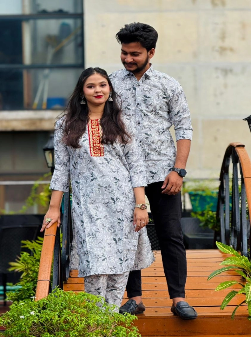 ম্যাচিং কাপল সেট শার্ট এন্ড টু পিছ সফট  ফেব্রিক 