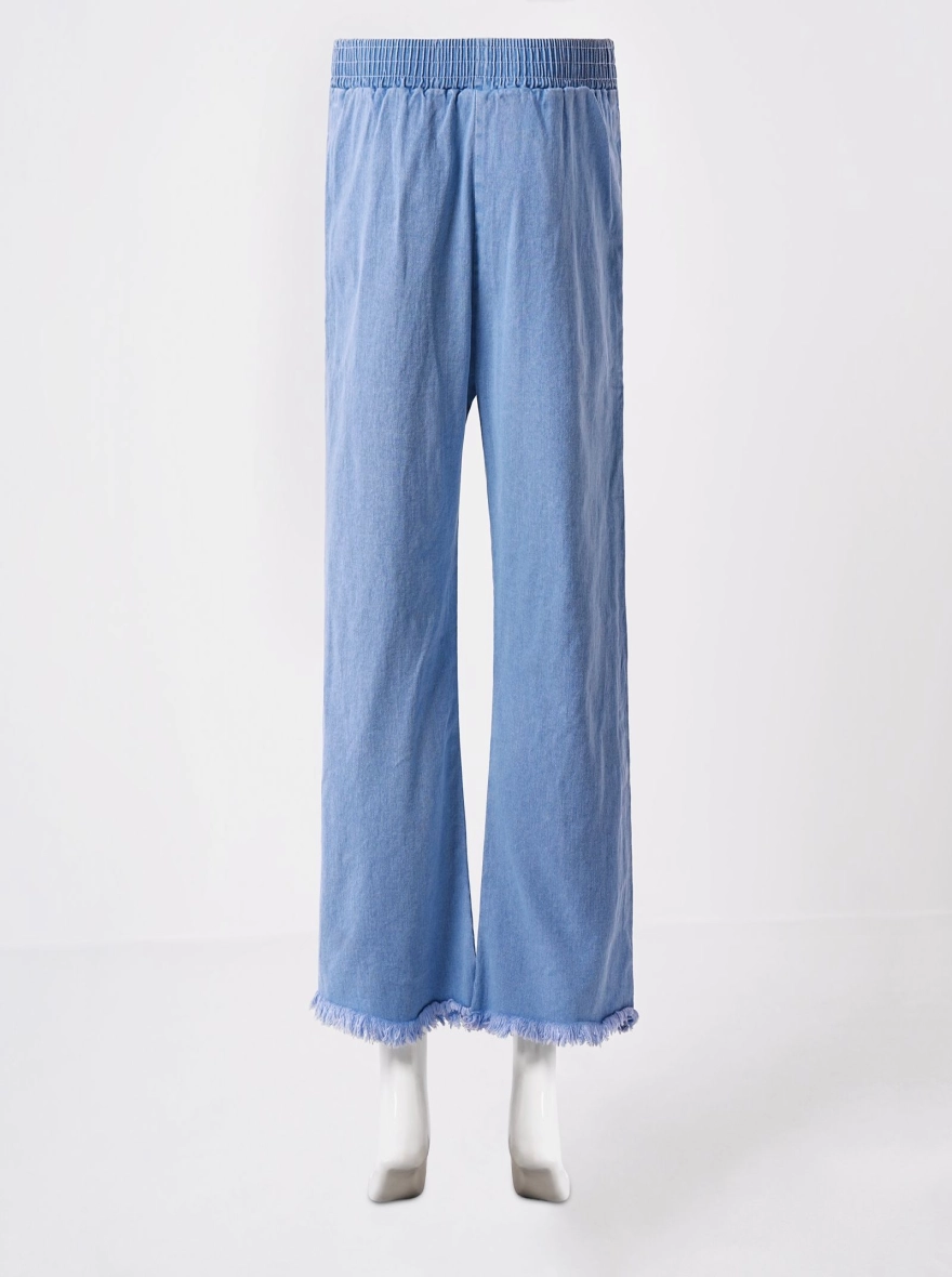 Urban Comfort Light Blue Wide-Leg Denim Palazzo Pant