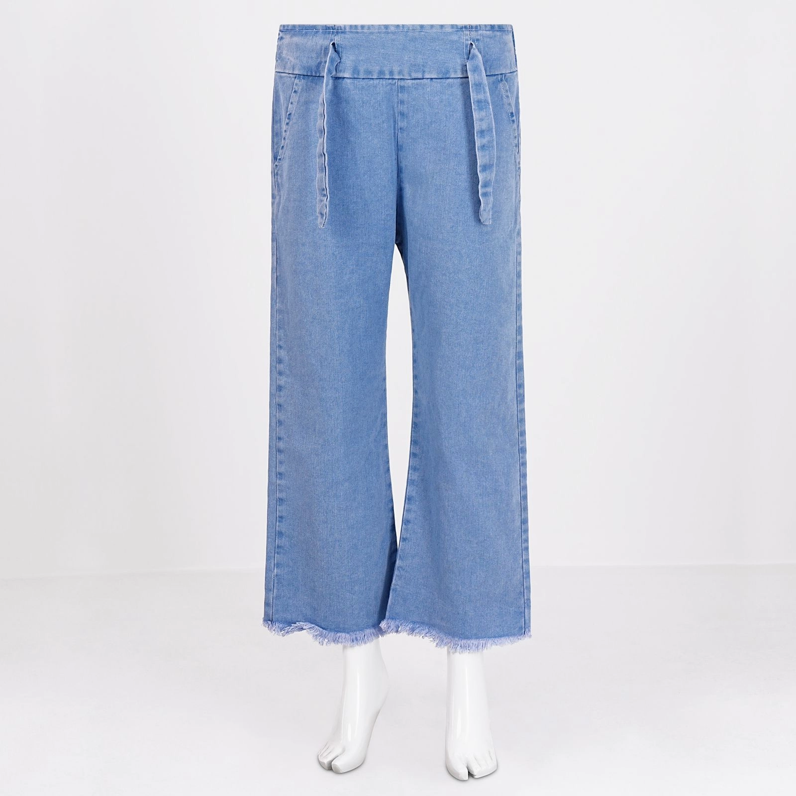 Urban Comfort Light Blue Wide-Leg Denim Palazzo Pant