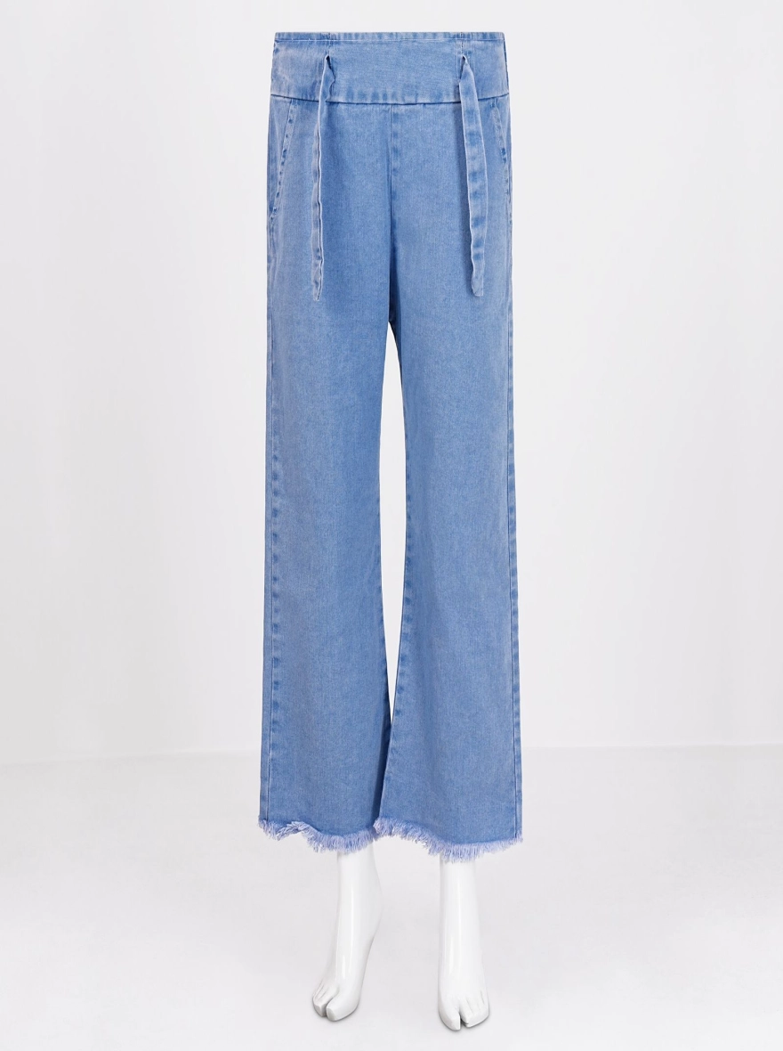 Urban Comfort Light Black Wide-Leg Denim Palazzo Pant