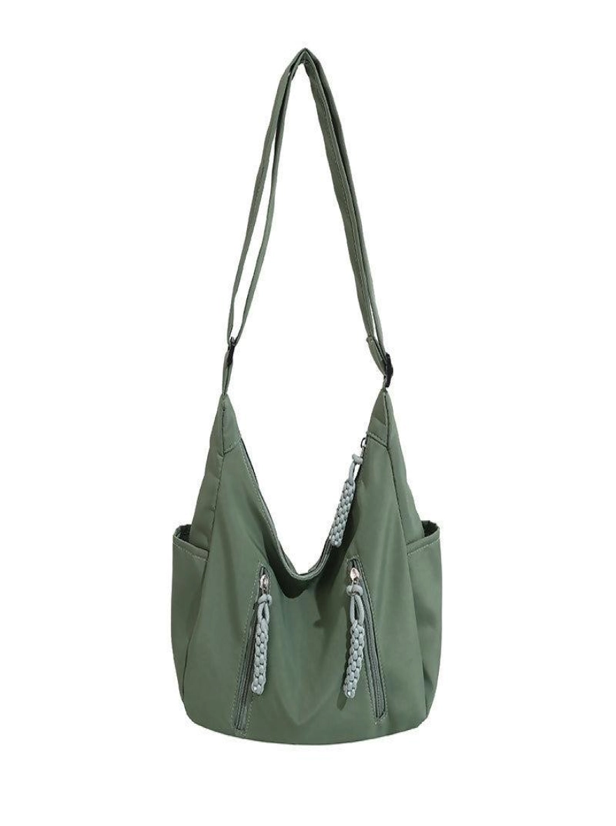 Trendy Nylon Fabric Waterproof Shoulder Bag with Multiple Front Pocket