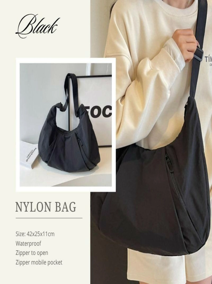Lightweight Waterproof Nylon Tote Bag with Zipper for Women