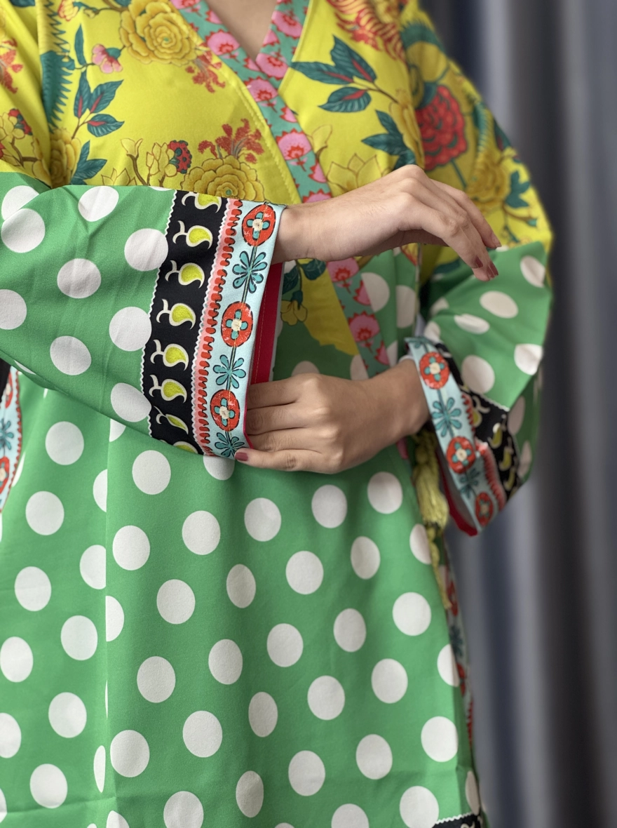 Zesty Floral & Polka Dot Angrakha Style Kurti