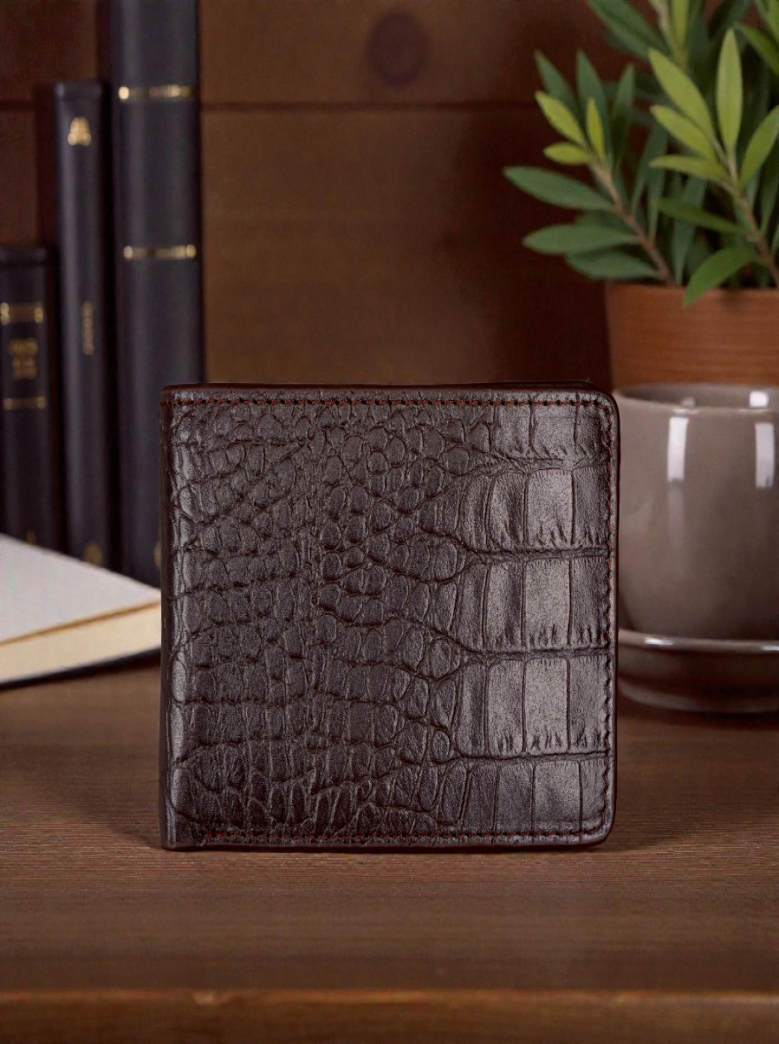 Zays Handcrafted Crocodile Embossed Premium Leather Bifold Wallet