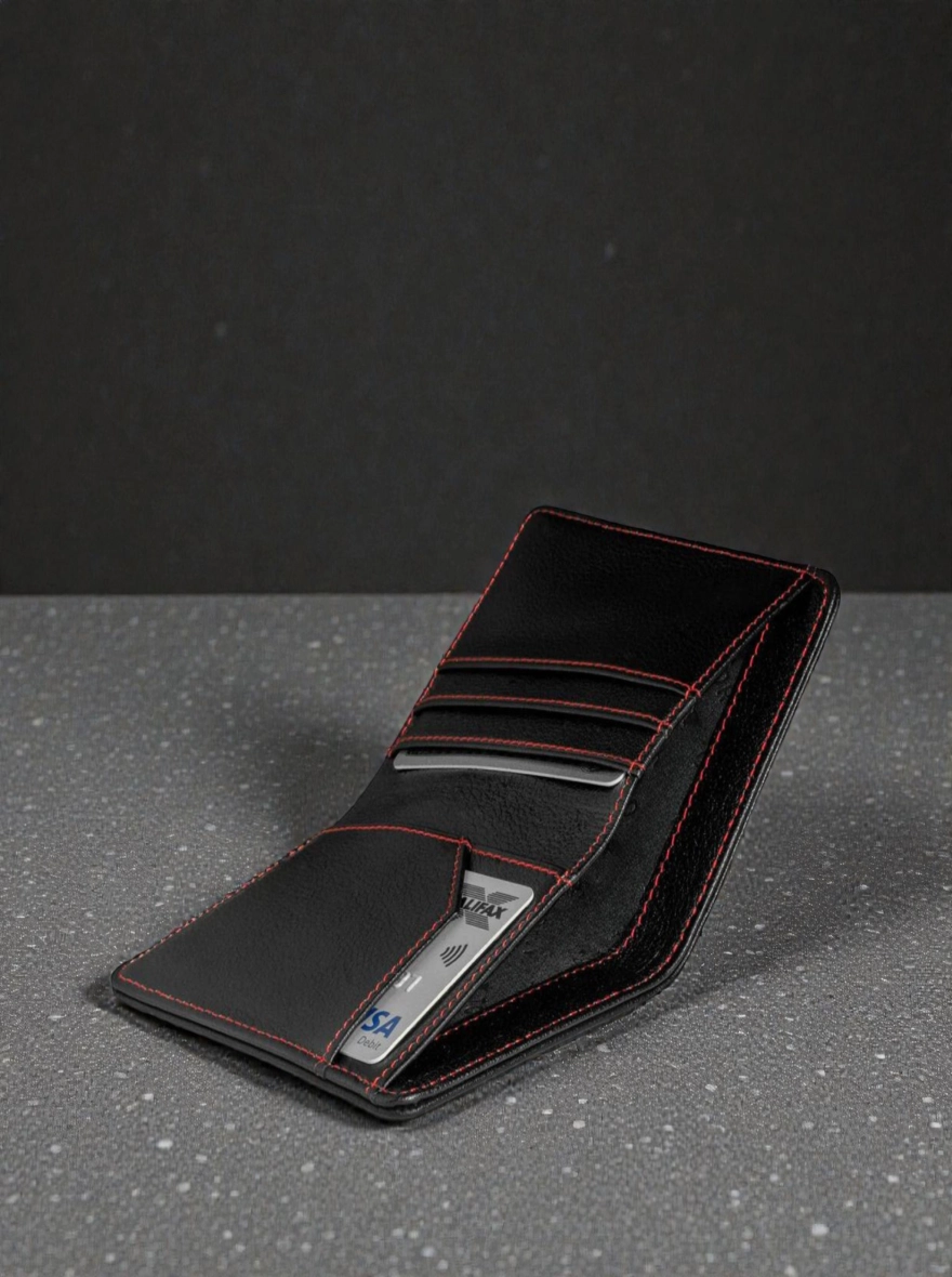 Zays Handcrafted Premium Leather Bifold Short Wallet Tread