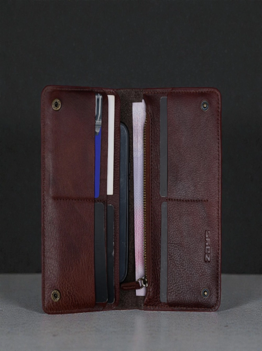 Zays Handcrafted Full-Grain Leather Long Wallet