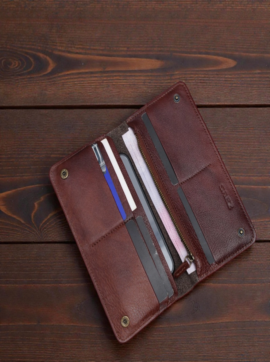 Zays Handcrafted Full-Grain Leather Long Wallet
