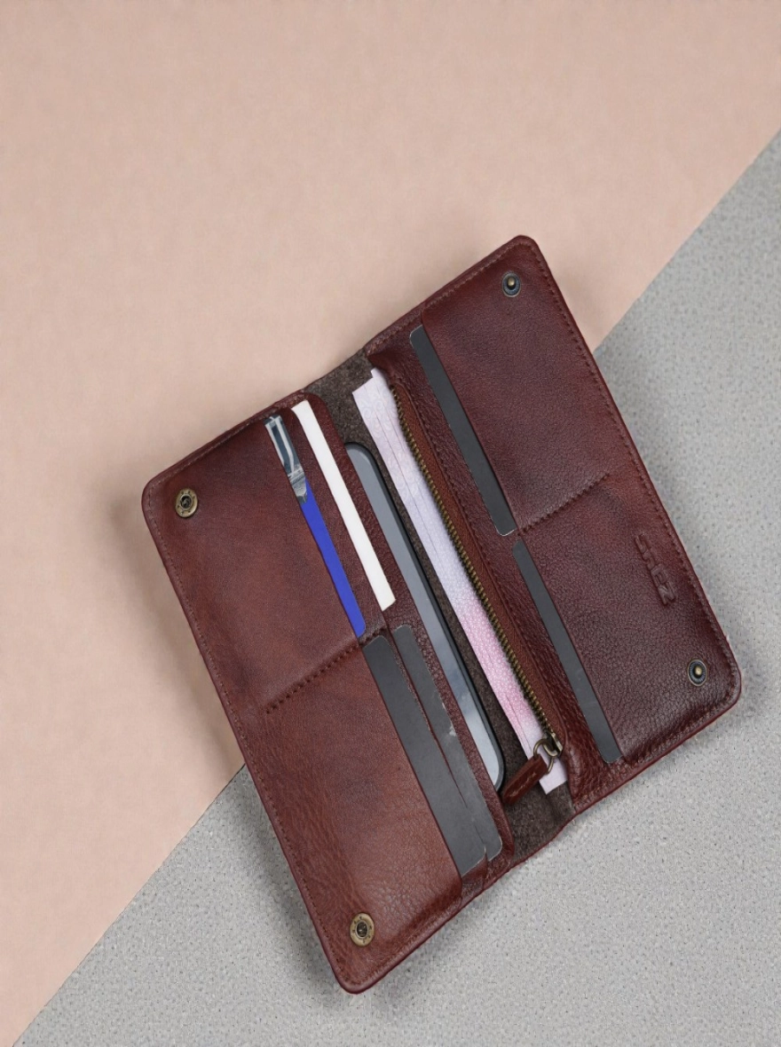 Zays Handcrafted Full-Grain Leather Long Wallet