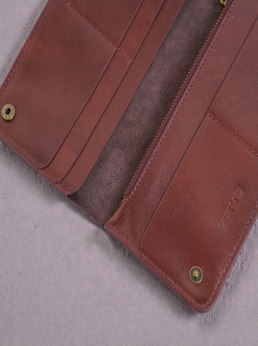 Zays Handcrafted Full-Grain Leather Long Wallet