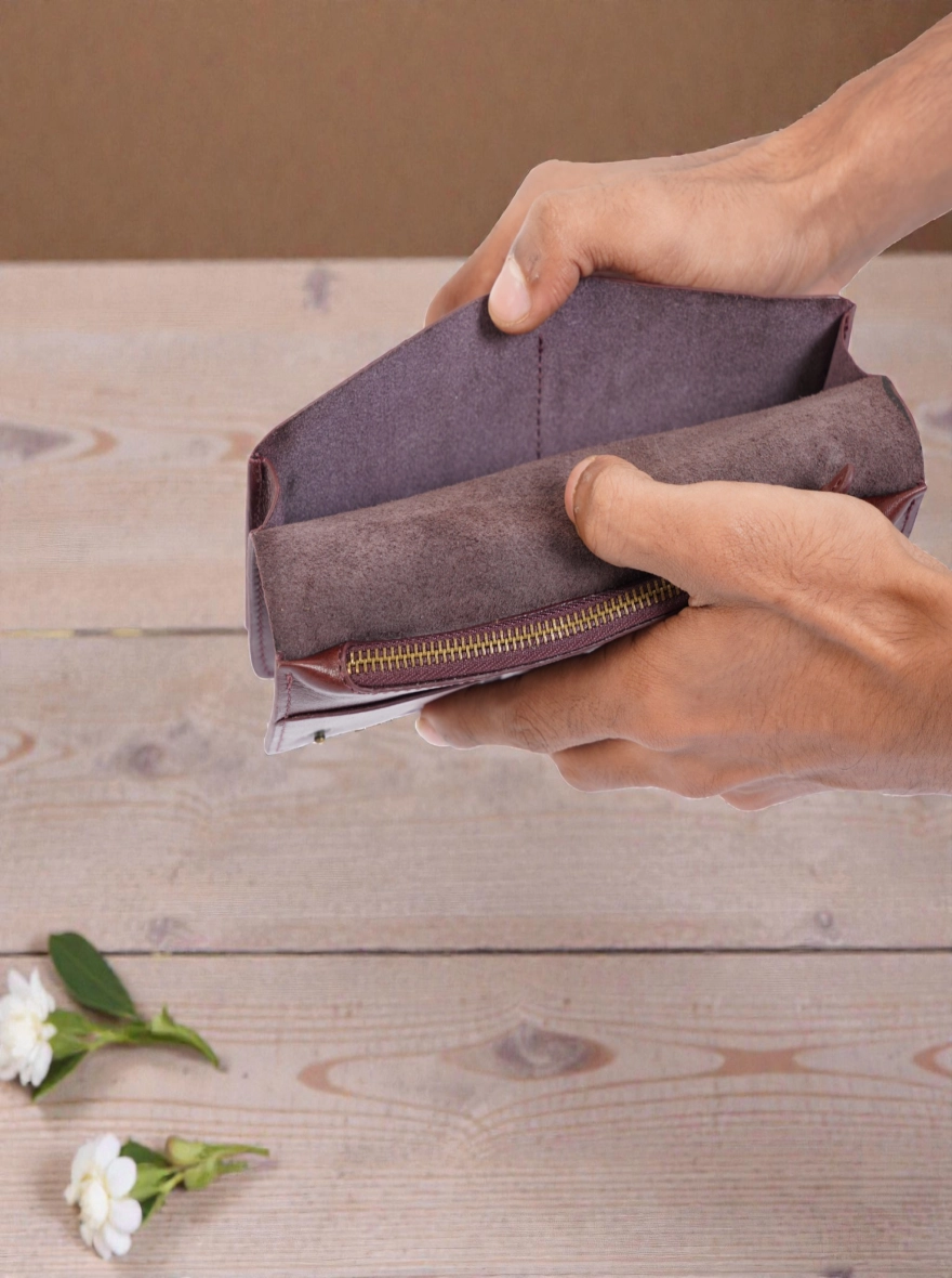Zays Handcrafted Full-Grain Leather Long Wallet