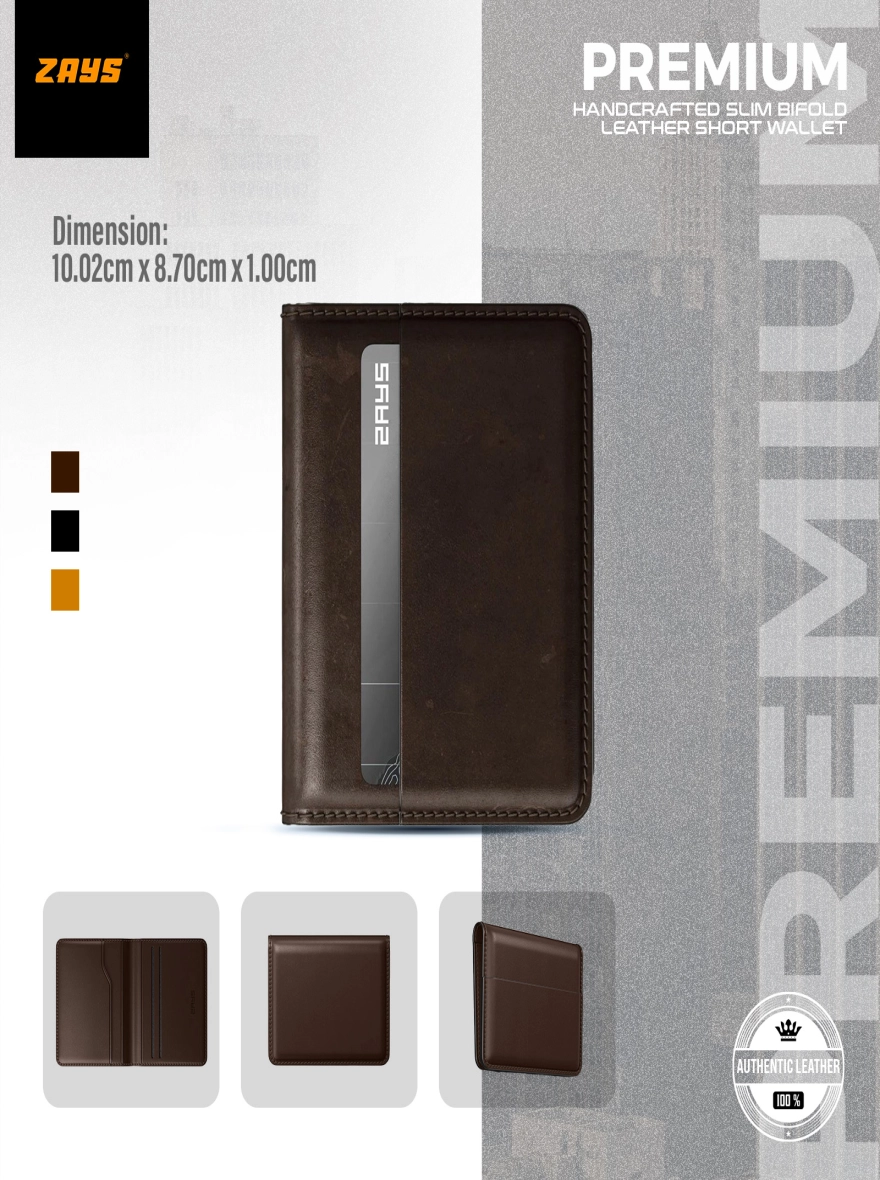 Zays Handcrafted Premium Leather Super Slim Card Holder Mini Wallet