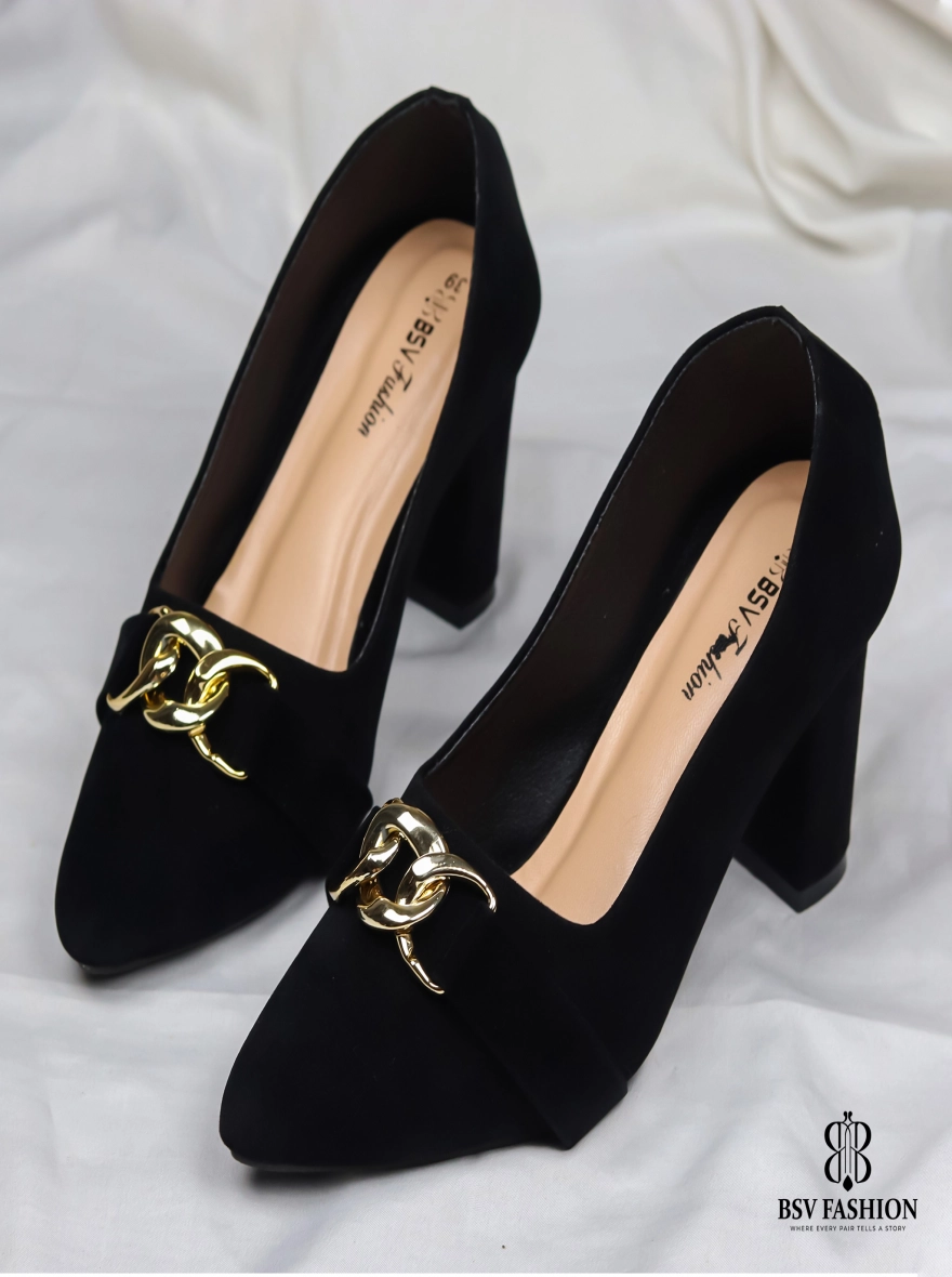 Beautiful 4-Inch Black Velvet Heels