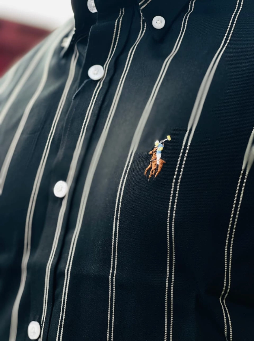 RL premium Black and white Stripe Shirt