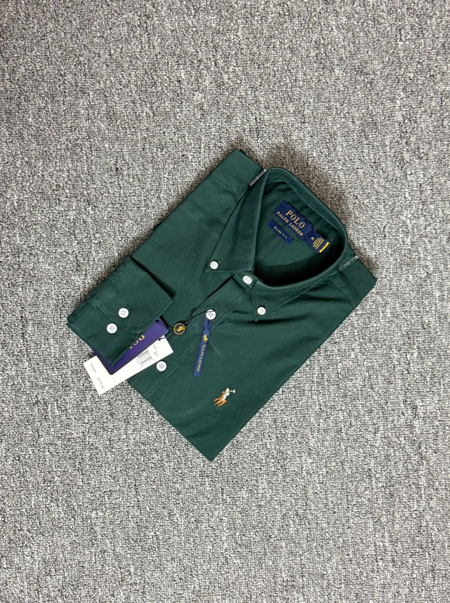 RL Premium Bottol Green Solid Shirt