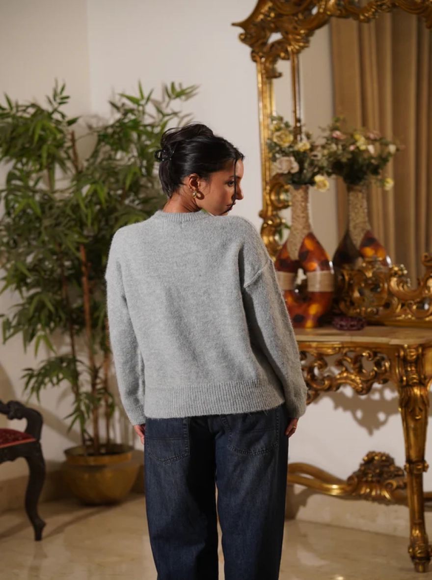 Bianca Mint Textured Crewneck Sweater