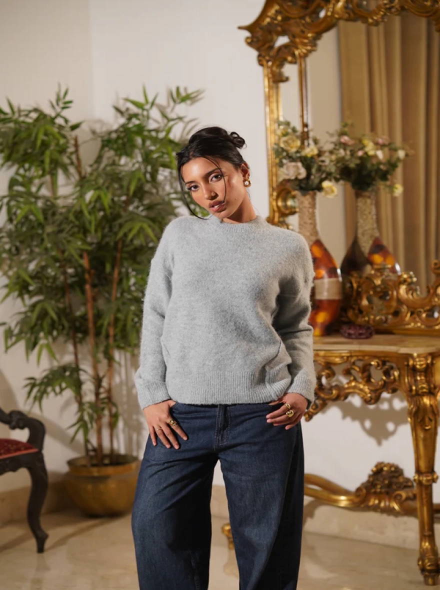 Bianca Mint Textured Crewneck Sweater