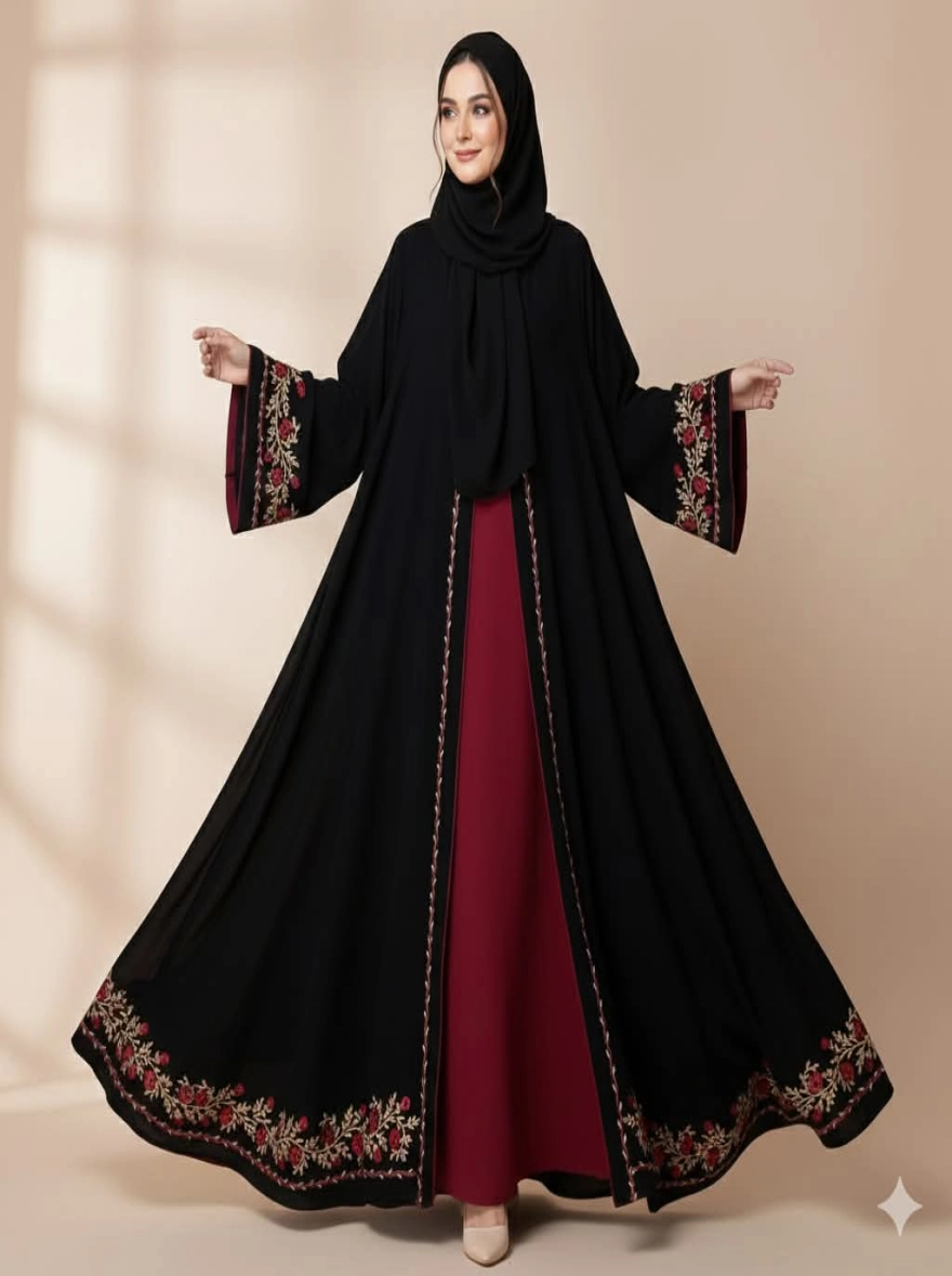 Midnight Glitz Shimmering Butterfly Borkha Set