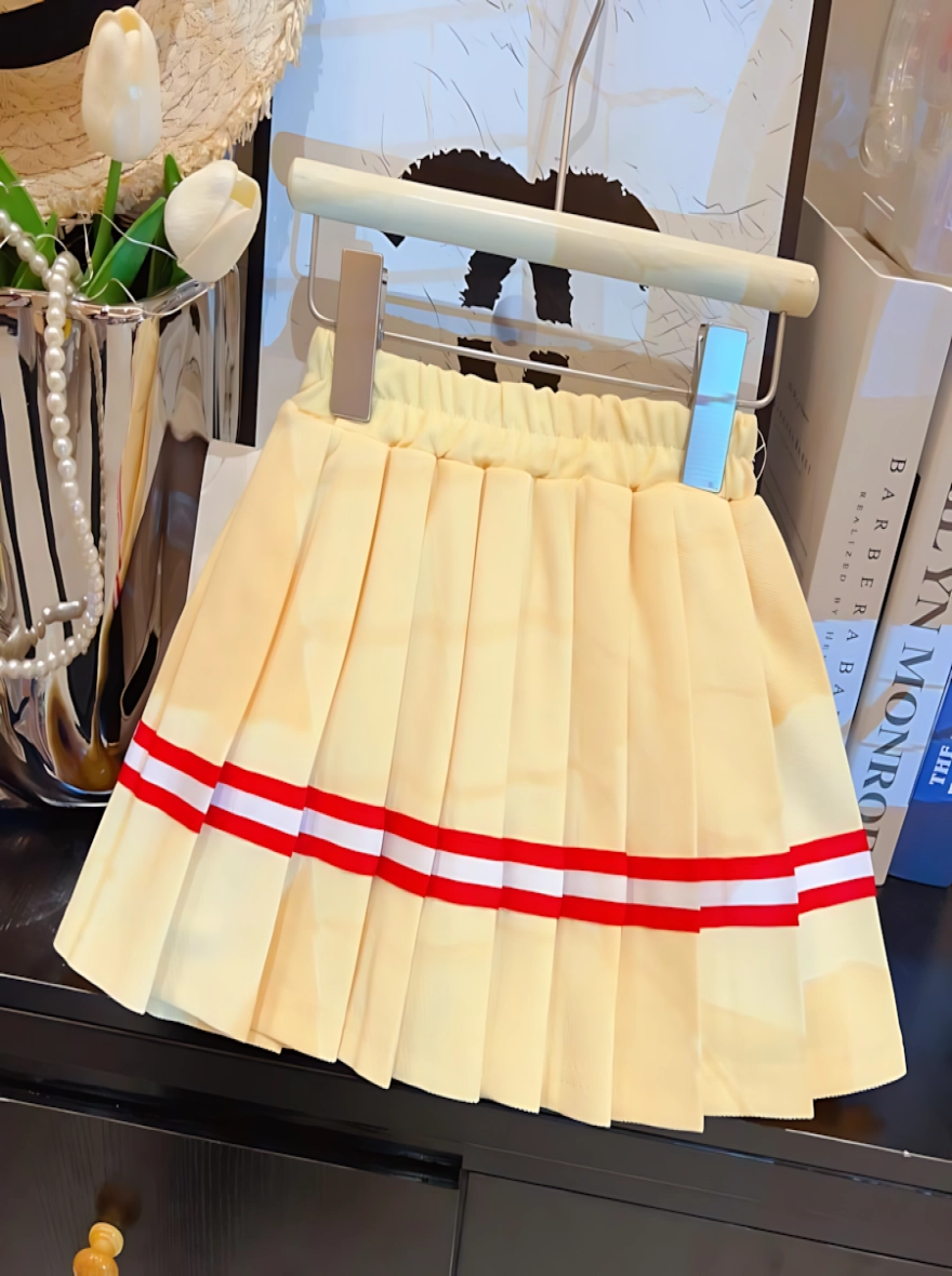 Imported China Top & Pleated Skirt Set - Marzipan