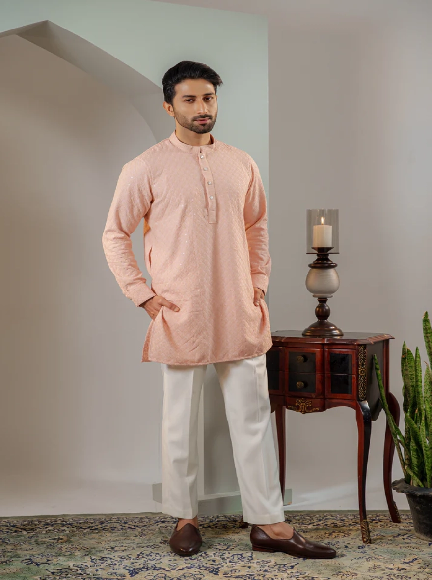 Ayaaz Embroidered Panjabi – Peach