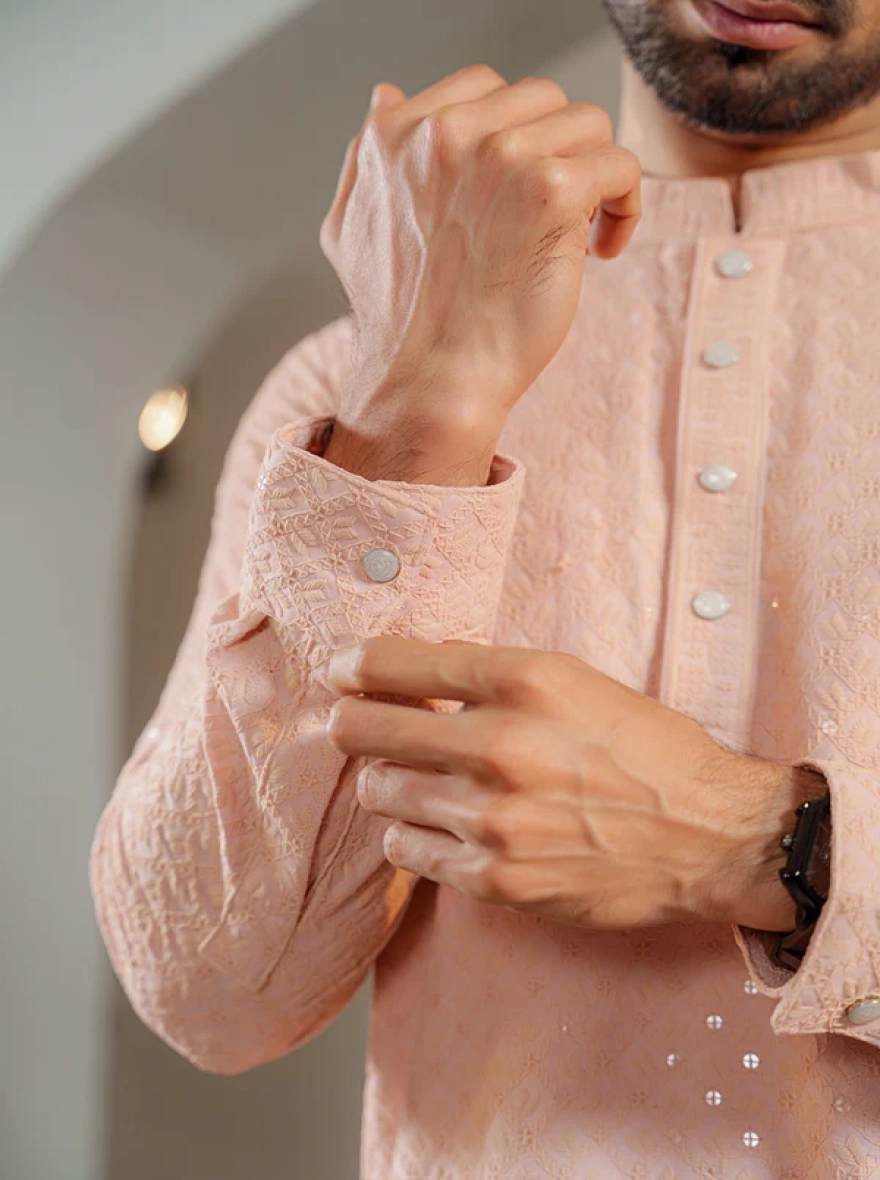 Ayaaz Embroidered Panjabi – Peach