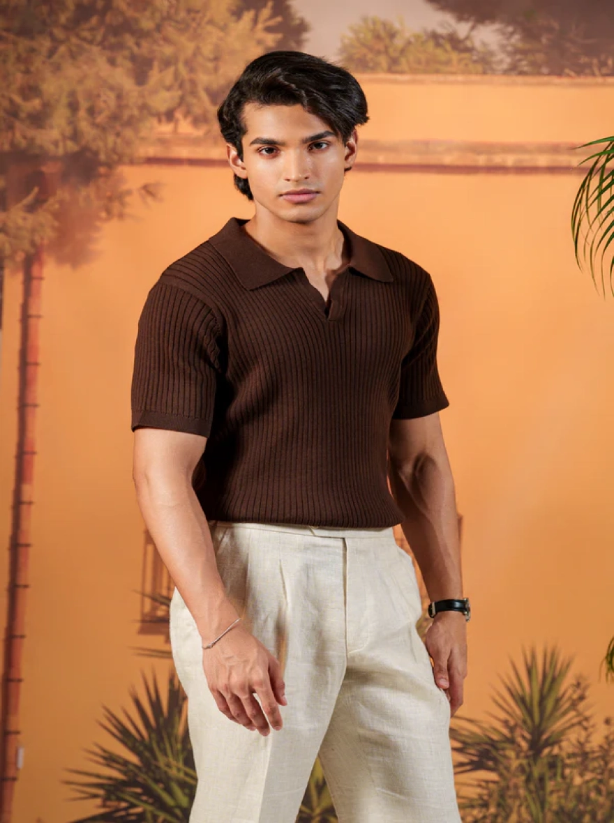 Napoli Brown Knit Polo