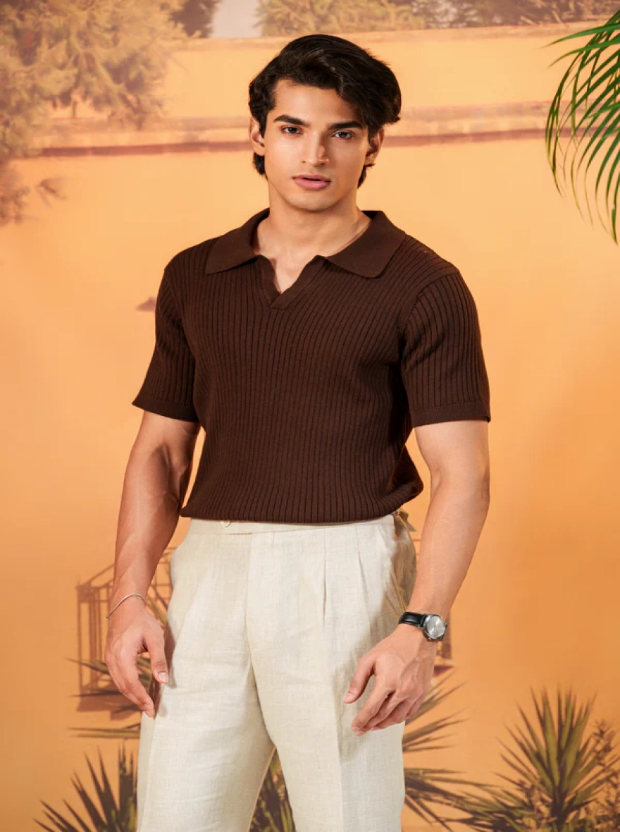 Napoli Brown Knit Polo