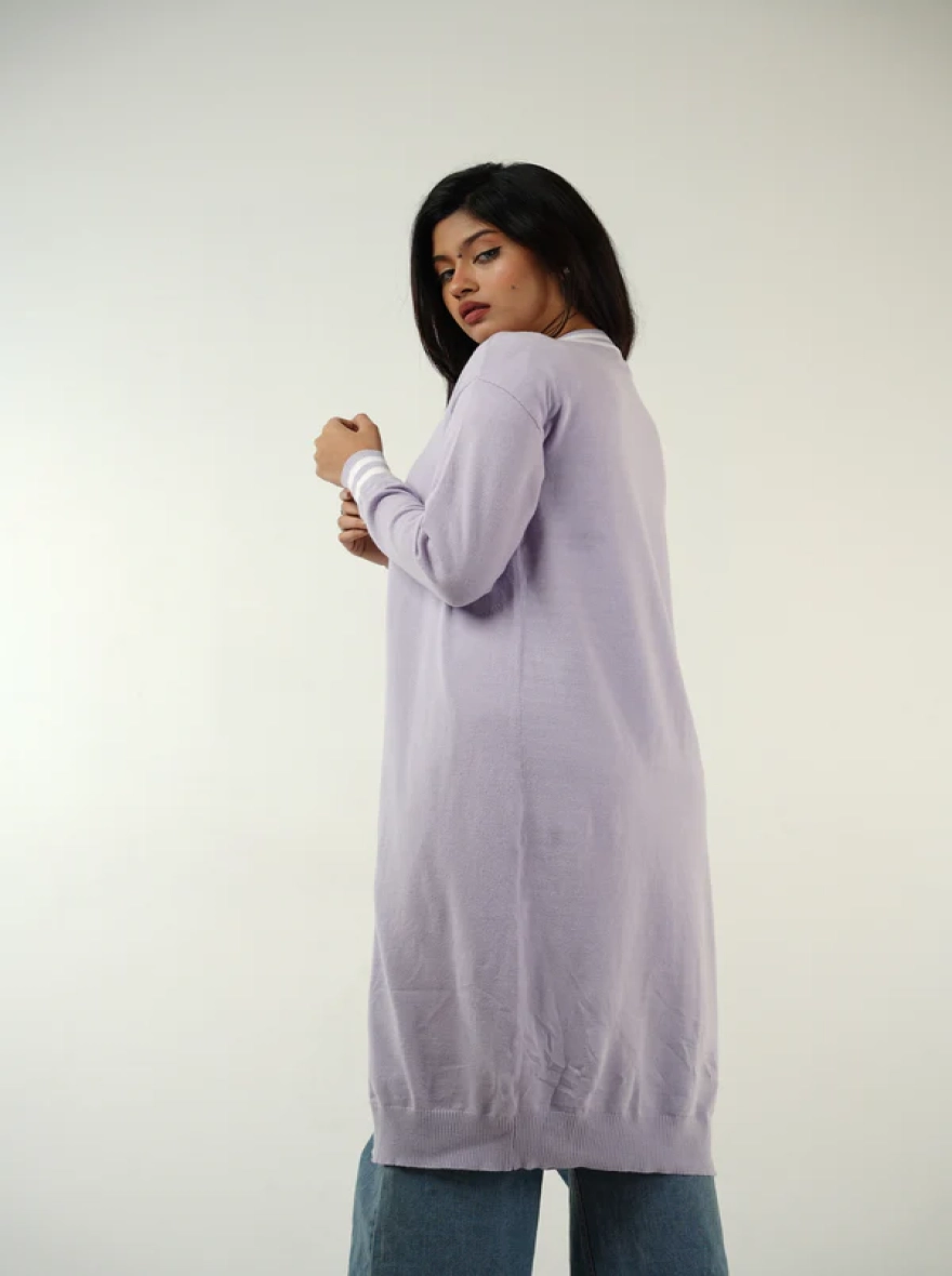 Lilac Long Cardigan