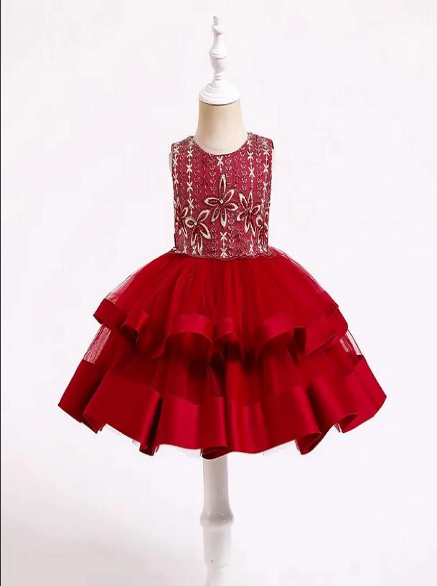 Imported China Princess Red Embroidered Premium Frock