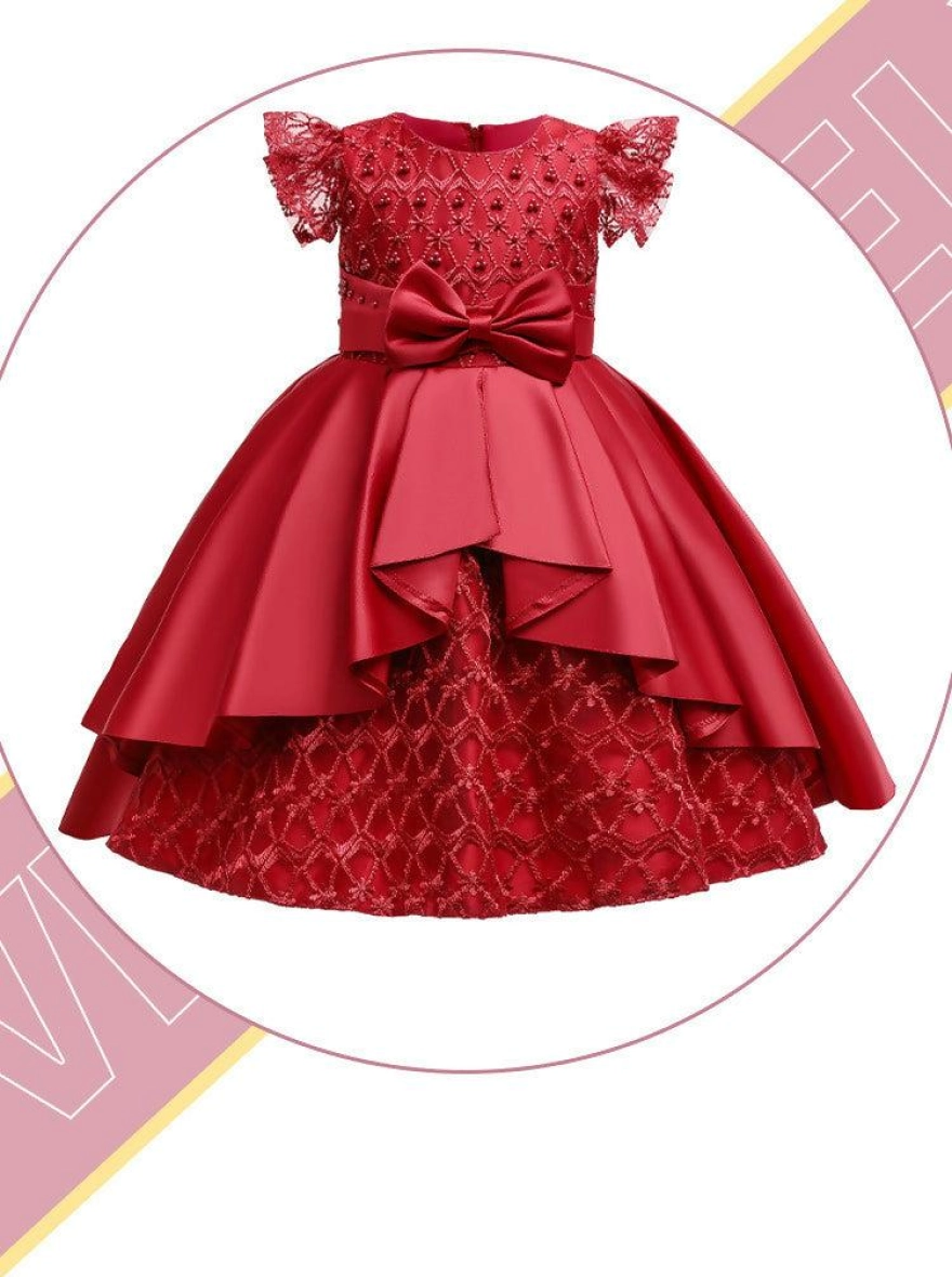Imported China Princess Brick Red Luxury Frock
