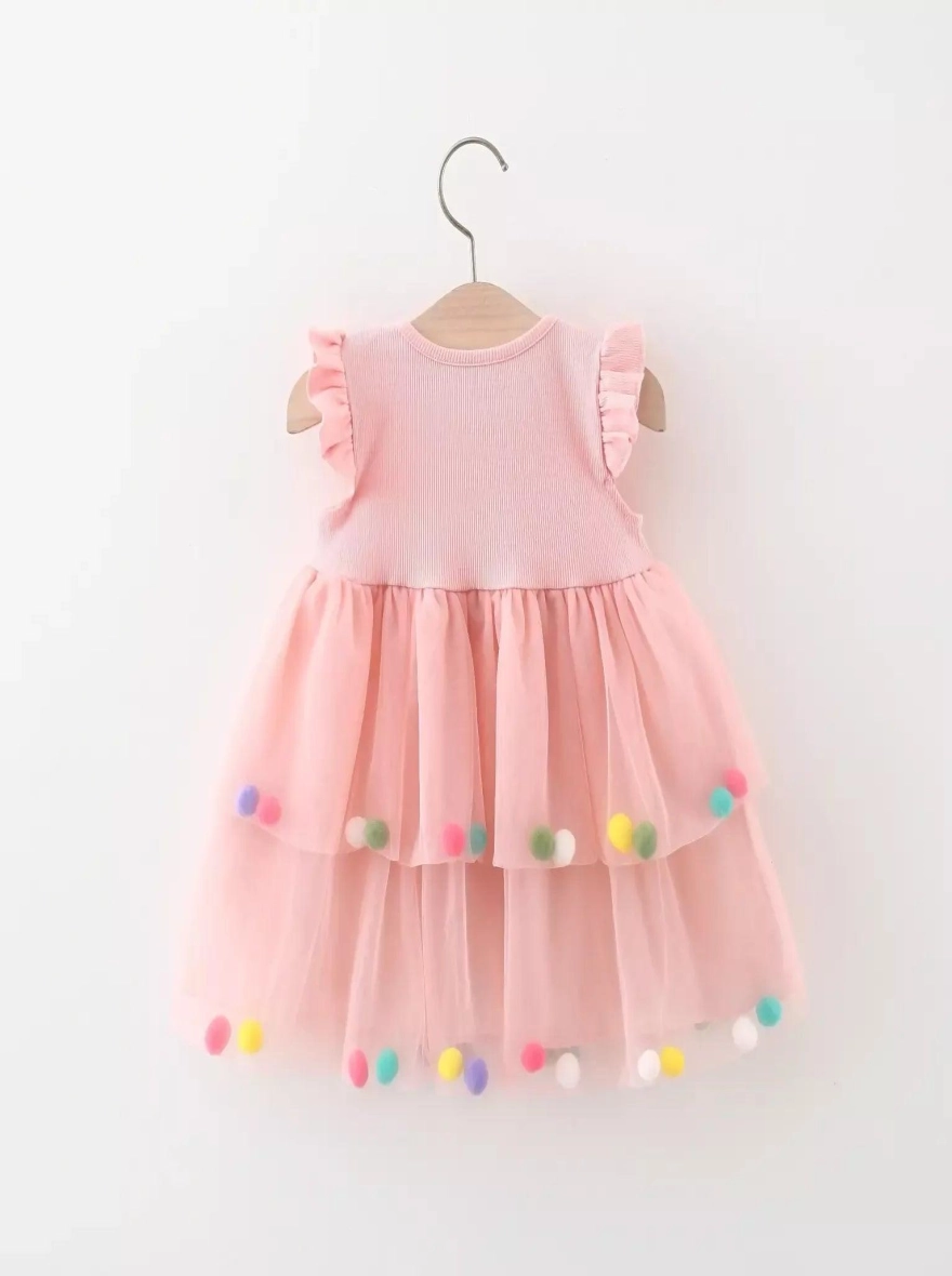 Imported Casual Cotton Soft Pink Frock (China)