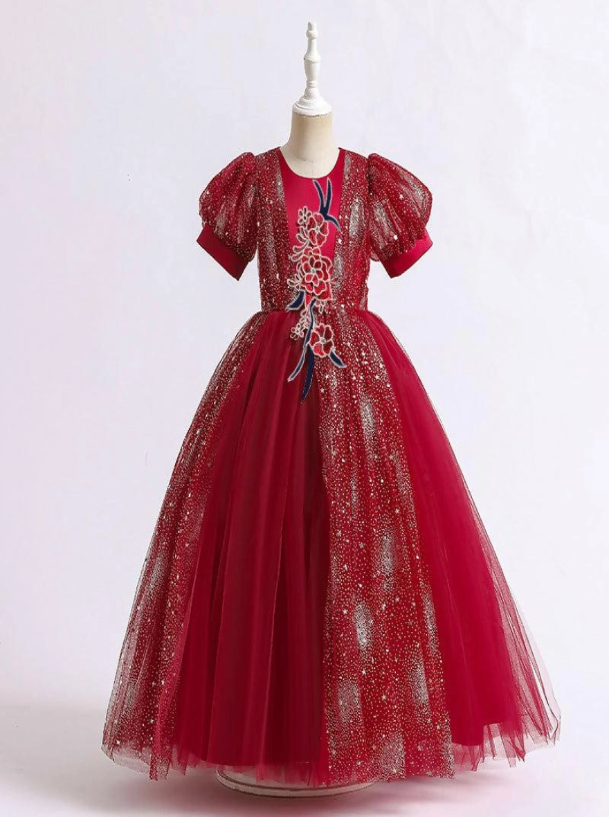 Imported China Princess Dull Red Premium Frock