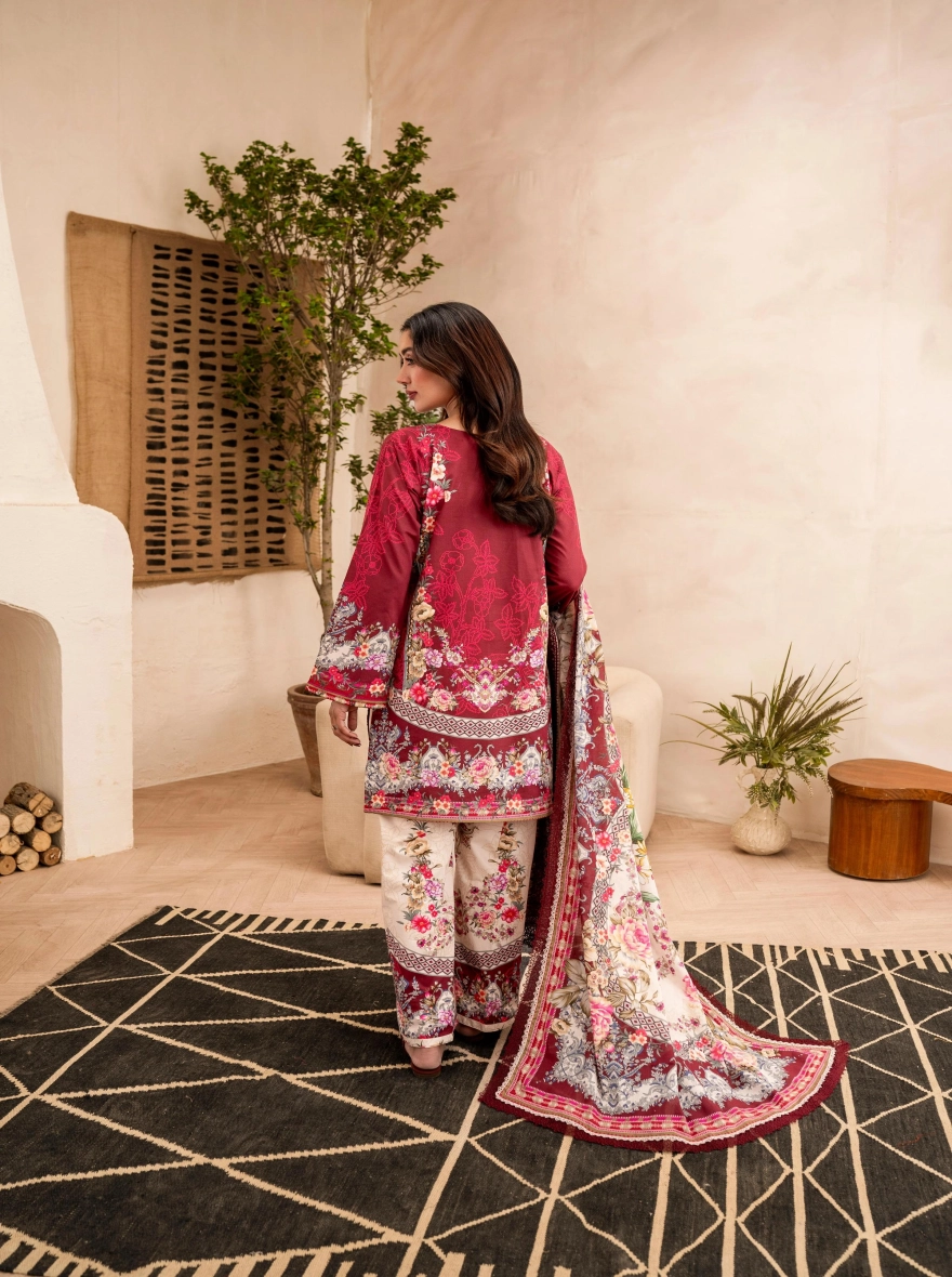 Pakistani Lawn Special Edition – Red 3-Piece Unstitched Printed Suit