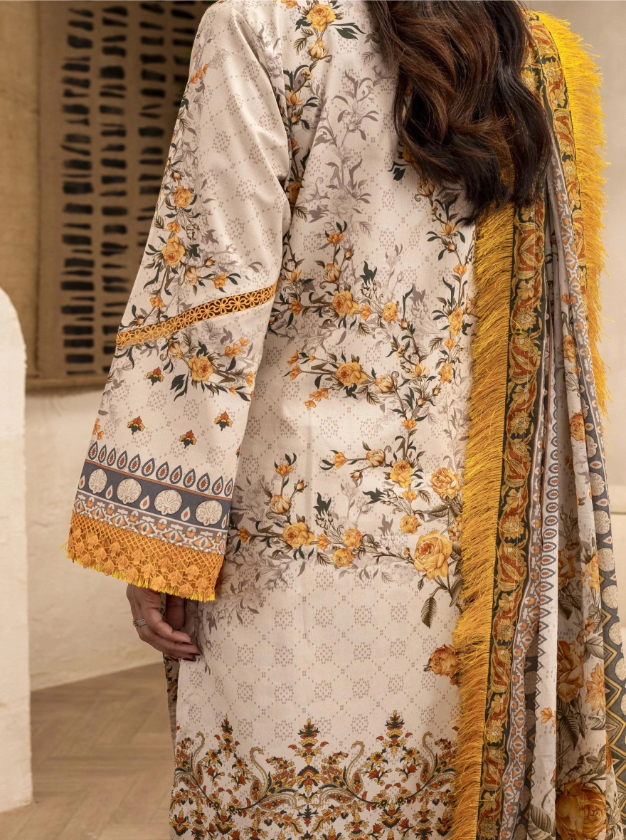 Firdous Special Edition – Ochre Sun-Kissed 3-Piece Suit-Unstitehed