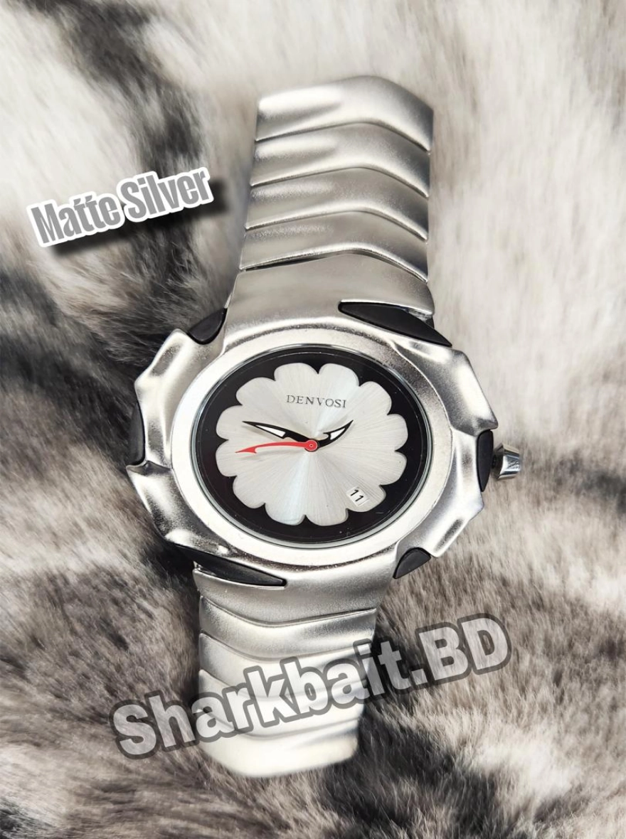 OPIUM Y2K Style Analog Wristwatch Silver Metal