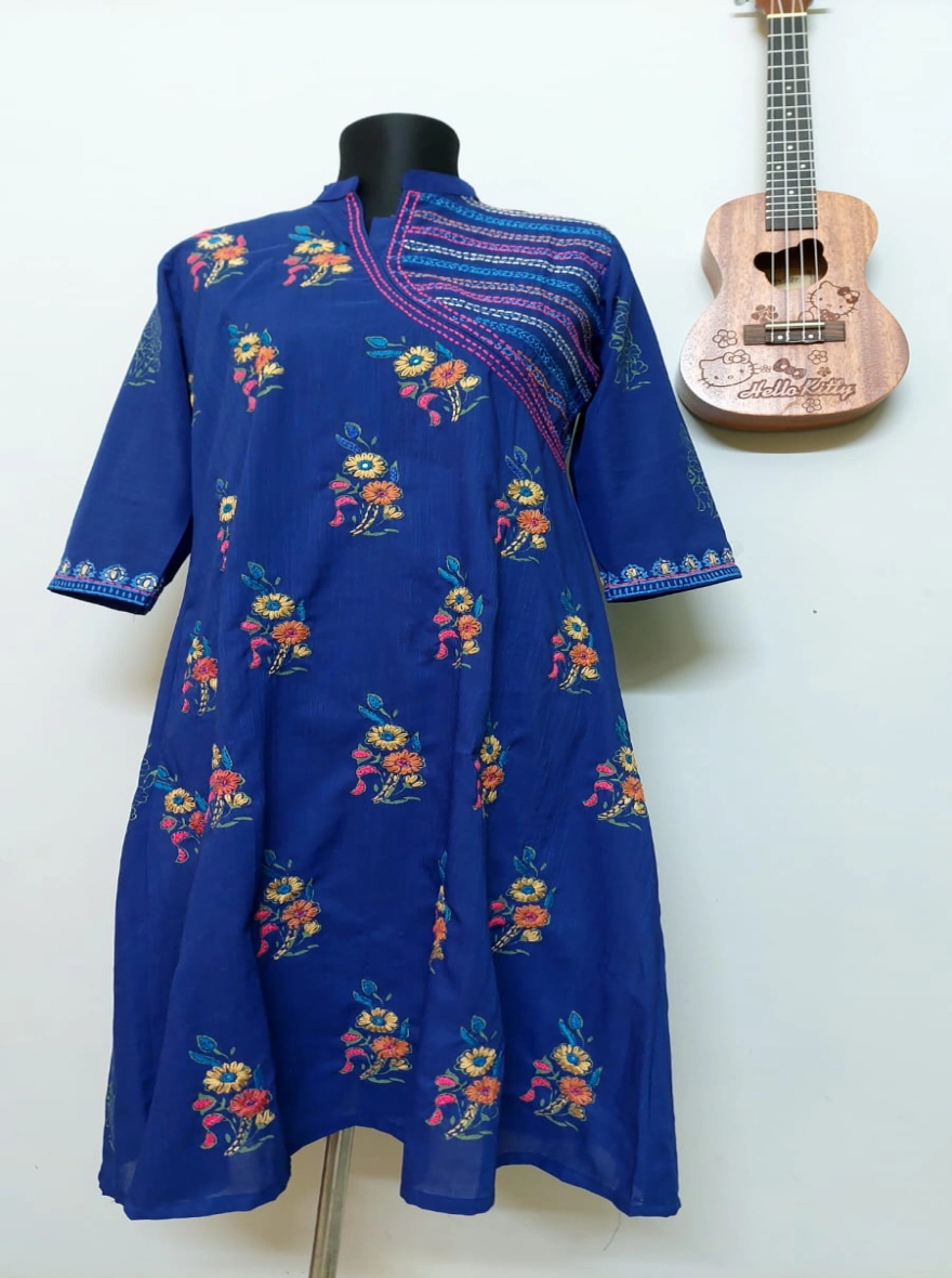Amethyst Hand-Block Floral Cotton Kurti