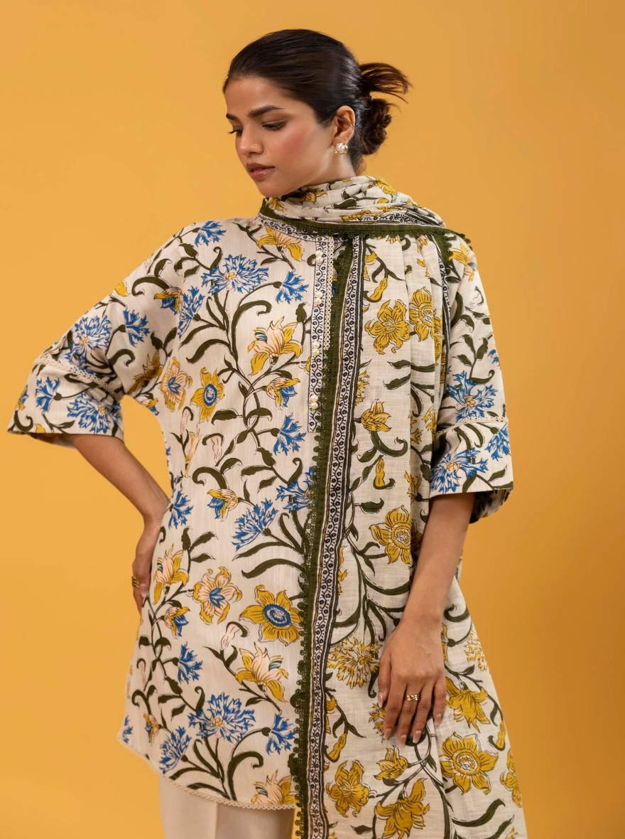 Sana Safinaz Mahay – Rotary Printed Slub & Khaddar 2-Piece Suit